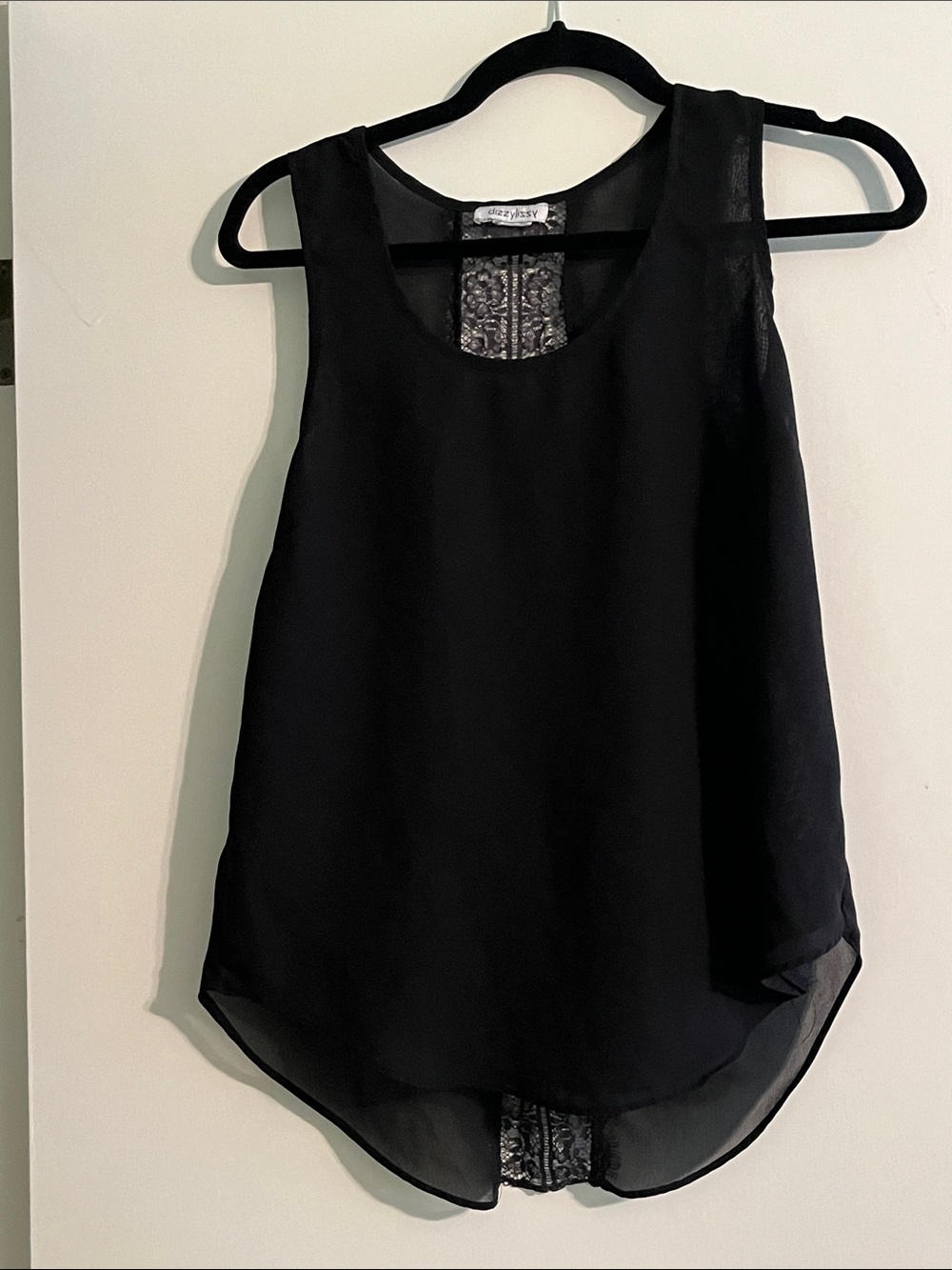 Dizzy Lizzy Black Sleeveless Lace-Back Tank Top -